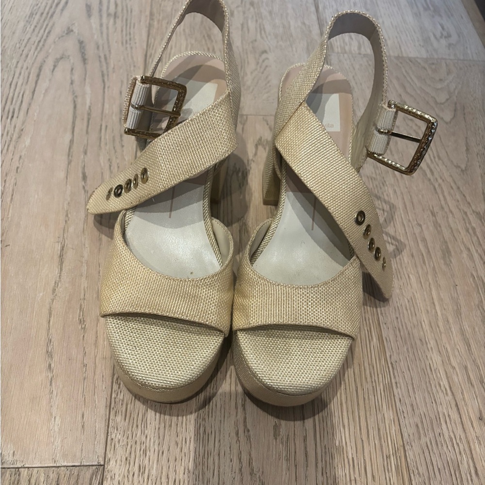 DV by Dolce Vita Natural Raffia Platform Heels